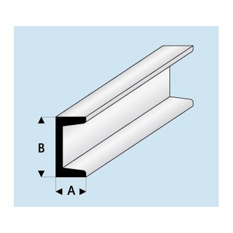 Profilé Styrène en U : dimensions - A  1,0 mm - B  2,0 mm