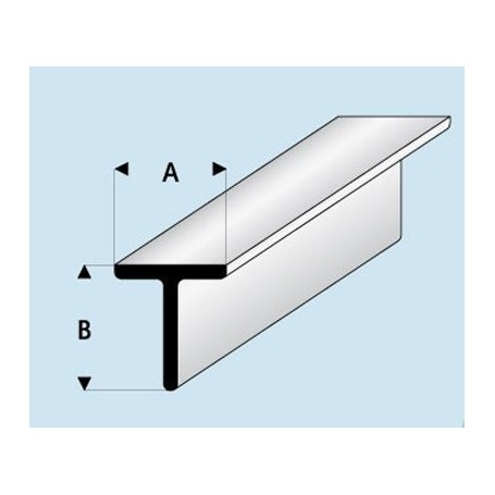 Profilé styrène en T : dimensions - A  4,0 mm - B  4,0 mm
