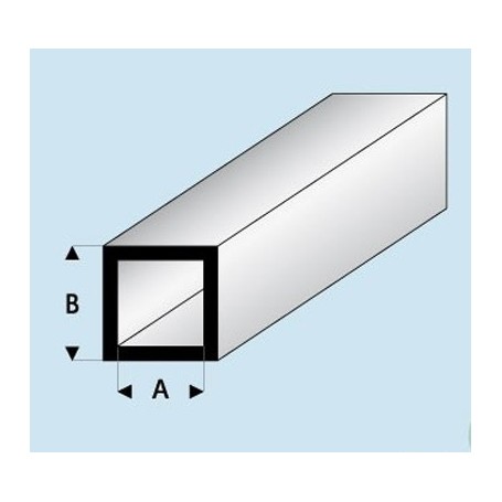Profilé styrène Tube Carré : dimensions - A  2,0 mm - B  3,0 mm