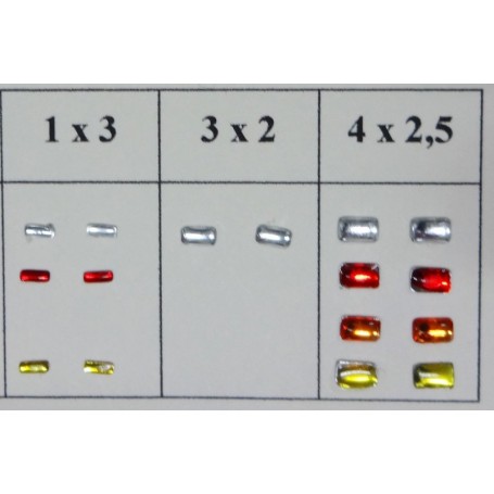 Pastille de Phare rectangle x 2 : dimensions - A  1.0 mm - B  3.0 mm, Couleur - Jaune